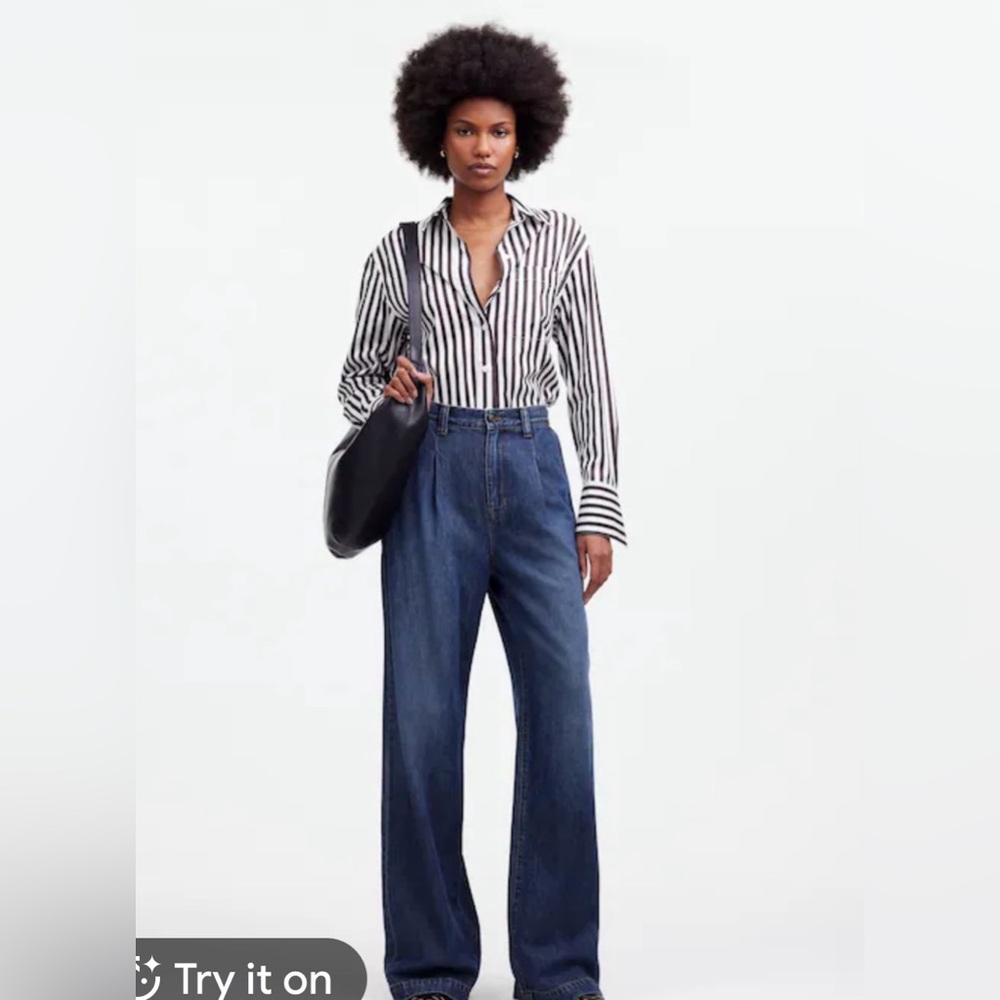 Madewell womens Trauser médium wash High-Rise Wide Leg Jeans Sz 29 cotton blend